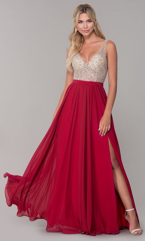 Prom Dresses Sparkle, Beaded Bodice Prom Dress, Dresses Sparkle, Shine Dress, Prom Dress Burgundy, Celebrity Prom Dresses, Dresses For Prom, Two Piece Wedding Dress, Backless Long Dress