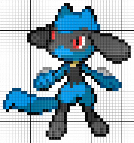 Riolu Pokemon Pixel Art Pattern Pokemon Pixel Art Grid, Pokemon Pixel Art Pattern, Riolu Pokemon, Pokemon Pixel, Crochet Pixel Pattern Pokemon, Pokemon Pixel Art, Lucario Cross Stitch, Pokemon Fusion Pixel Art, Legendary Pokemon Perler Bead Patterns