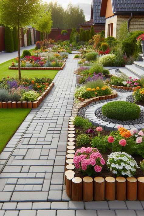 17 Creative Garden Border Ideas for Stunning Landscapes Garden Border Wall Ideas, Boarder Designs Aesthetic Landscape, Grass Garden Design, Planter Boarder, Bungalow Landscape, Garden Border Design, Landscape Themes Garden Ideas, Landscaped Garden Ideas, Plant Border Design