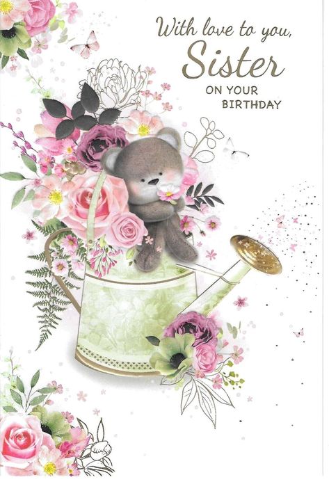 Sister Happy Birthday greeting card by Simon Elvin, cute in style Condition: Brand New with envelope Postage Method: 2nd Class (Included in price) Approximate dimensions: 7” by 5” Front of card reads: With love to you, Sister on your Birthday Inside of card reads: You’re someone very special who means more than words can say so this brings you Birthday wishes for a really happy day. Have a fantastic time Sister Happy Birthday, Birthday Greetings For Sister, Aunt Birthday, Happy Birthday Greeting Card, Happy Birthday Greetings, Sister Birthday, Birthday Greeting, Cute Bear, More Than Words