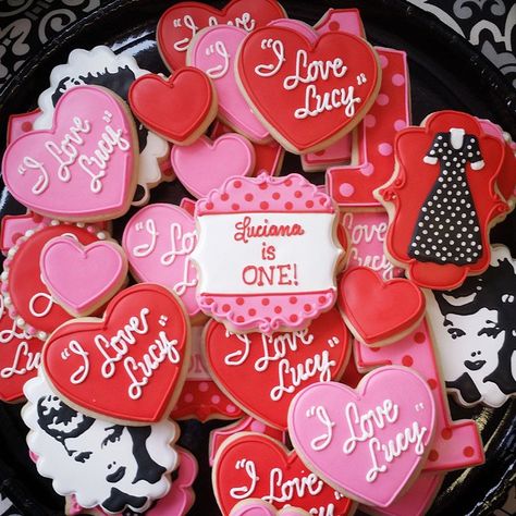 I Love Lucy cookies for sweet Lucian a turning ONE! # firstbirthday #cookies #customcookies #decoratedcookies #icingsbyang #kansascity #one I Love Lucy Decorated Cookies, I Love Lucy Theme Party, I Love Lucy 1st Birthday Party, I Love Lucy First Birthday, I Love Lucy Decor, I Love Lucy Party Decorations, I Love Lucy Birthday Party Theme, I Love Lucy Birthday Party, I Love Lucy Party