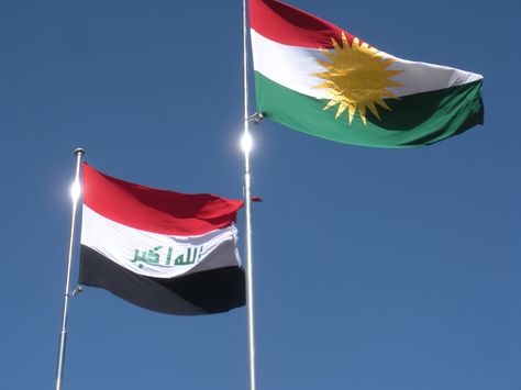 You will see the Kurdish and Iraqi flag in every street. The people there are really proud of their nationality. Iraqi Flag, Kurdistan Flag, Emirates Flag, Iraq Flag, United Arab Emirates, Canada Flag, Iraq, Country Flags, Wind Sock