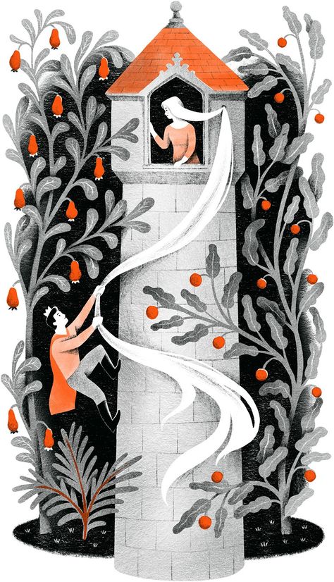 Grimm’s Fairy Tales | Corey Egbert Grimm Fairy Tales Art, Fairy Tales Art, Rapunzel Book, Brothers Grimm Fairy Tales, Castle Illustration, Princess Illustration, The Brothers Grimm, Autumn Art Print, Fairy Tale Illustration