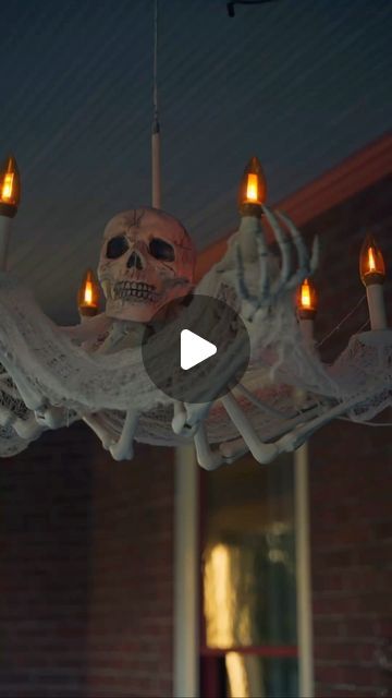 HGTV on Instagram: "Spook up your lighting this Halloween by turning a thrifted chandelier into the ultimate front porch (or indoor!) illumination. Here’s what you’ll need 👇 - thrifted chandelier - plastic skeletons (3) - white zip ties - plastic skull - white cheesecloth Head to the 👉 link in bio for the step-by-step instructions. #HGTVHowTo" Creepy Diy, Wire Chandelier, Plastic Skeleton, Zip Ties, Cheese Cloth, Diy Halloween Decorations, Viral Post, Haunted House, Halloween Diy