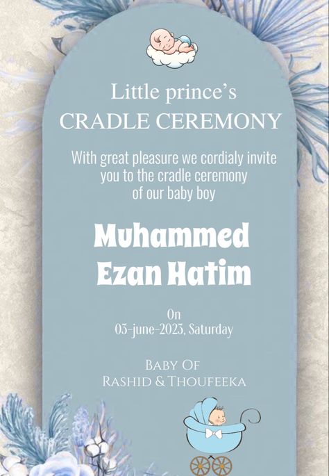 Cradle Ceremony Invitation Card Background, Cradle Ceremony Invitation Card, Cradle Ceremony Invitation, Wedding Invitation Card Quotes, Islamic Names With Meaning, Islamic Baby Names, Baby Birth Cards, Tasbih Digital, Islamic Names