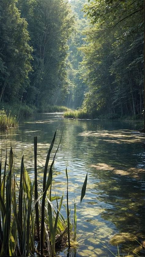 Lake Surrounded By Trees, Water Pics, Fridge Art, Forest Magic, Nature Wallpapers, Pretty Landscapes, Nature Garden, Alam Yang Indah, Nature Images