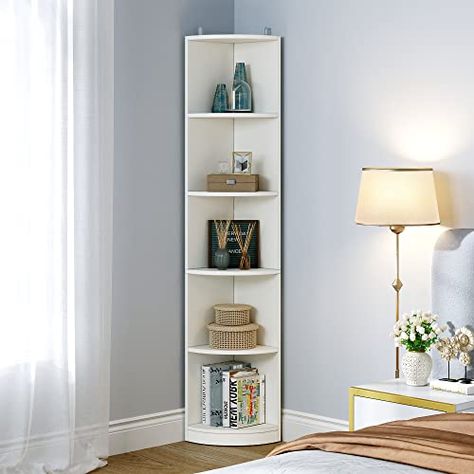 Corner Shelves Living Room, Wooden Corner Shelf, Corner Shelf Unit, Wood Corner Shelves, Shelves For Living Room, Corner Bookshelf, Angle Design, Corner Bookshelves, Living Room Home Office