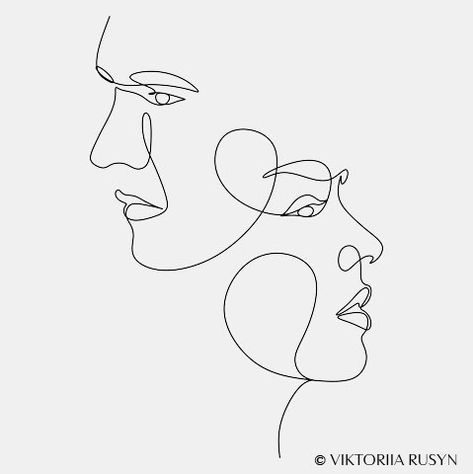 Two Faces Drawing, One Line Drawing People, One Line Art Easy, One Line Art Drawings, Line In Fashion, People Line Art, Folk Art Aesthetic, Line Drawing Couple, Coral Draw