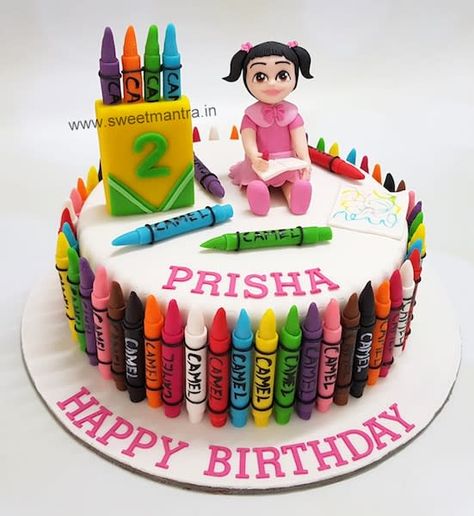 Crayons n drawing theme cake by Sweet Mantra - Customized 3D cakes Designer Wedding/Engagement cakes in Pune - http://cakesdecor.com/cakes/329583-crayons-n-drawing-theme-cake Crayons Theme Birthday Party, Crayons Cake Birthday, Crayon Cake Birthday, Crayons Cake, Crayola Cake, Preschool Graduation Cake, N Drawing, Crayon Cake, Art Party Cakes