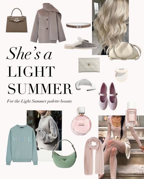 What is your favourite quality about the Light Summer Palette? If you are a Light Summer, what is your favourite property about your colouring?⁠ .⁠ #coloranalysis #colouranalysis #coloranalyst #lightsummer #summerpalette Capsule Wardrobe Light Summer, Light Summer Seasonal Color Palette, Light Summer Neutrals, Light Summer Fall Outfits, Light Summer Lipstick Colors, Light Summer Palette Outfits, Light Summer Outfit Ideas, Light Summer Outfits Color Palettes, Light Summer Color Analysis