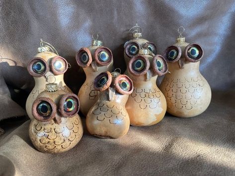 Gourds Diy, Snowman Gourds, Halloween Gourds, Gorgeous Gourds, Clay Owl, Medicine Man, Gourds Birdhouse, Decorative Gourds, Hand Painted Gourds