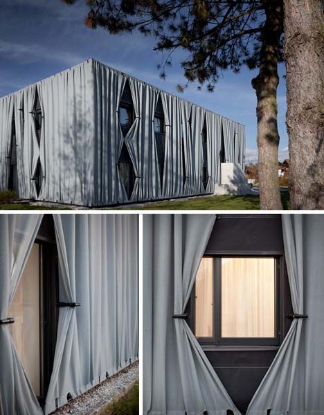 Residential Reskin: 2 Flats Wrapped in Lovely Fabric Facades Fabric Buildings, Temporary Structures, Facade Cladding, Facade Lighting, Student House, Concrete Building, Design Exterior, Building Facade, Facade Architecture