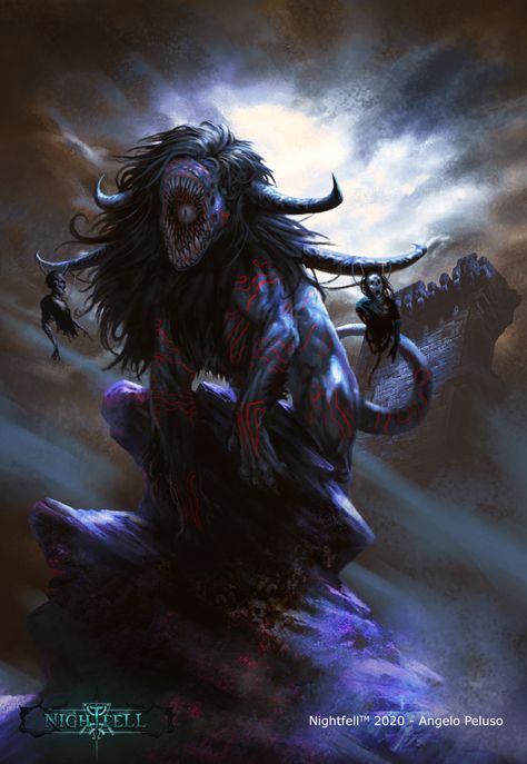 ArtStation - Lunar Predator. A horror Fantasy monster for Nightfell TM., Angelo Peluso Monster Ideas, Fantasy Demon, Lovecraftian Horror, Dark Creatures, Beast Creature, Eldritch Horror, Creatures Art, Creature Artwork, The Occult