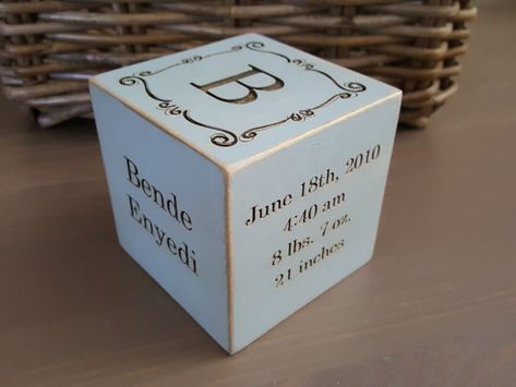 Personalized baby gift custom baby gift 3 in by socksandmonkeyhugs Nursery Needs, Heirloom Baby Gifts, Custom Baby Gifts, Best Baby Gifts, Wooden Cubes, Baby Blocks, Personalized Baby Gifts, Parent Gifts, Wooden Blocks