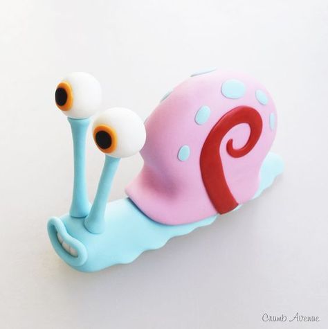 Gary The Snail, Flori Din Lut, Crea Fimo, Spongebob Cake, طابع بريدي, Fondant Animals, Cake Topper Tutorial, Fondant Cake Toppers, Tanah Liat