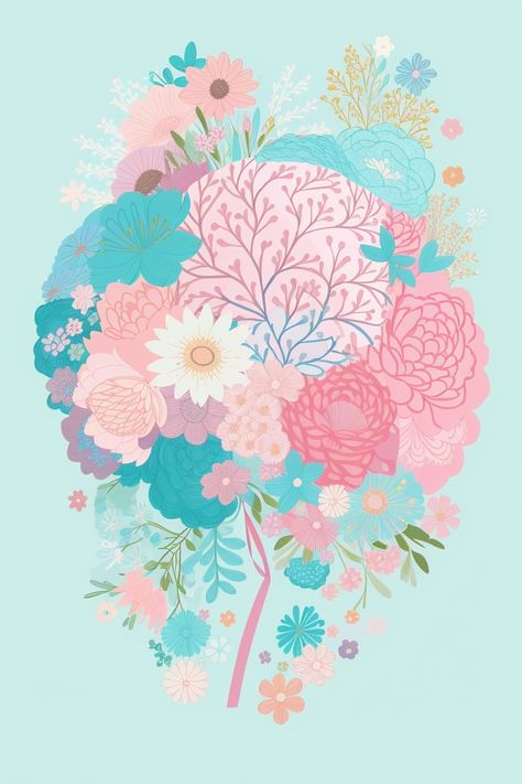 DreamShaper v6 Pastel Floral brain for psychology illustration 0 Psychology Illustration, Floral Brain, Pastel Floral, Social Media Graphics, Psychology, Brain, Pastel, Social Media, Media