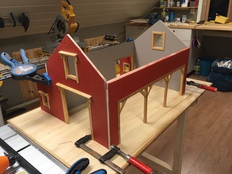 Wooden Toy Barn, Toy Horse Stable, Kids Barn, Farm Toy Display, Farm Shed, Baby Barn, Toy Barn, Wooden Toys Plans, Doll House Plans