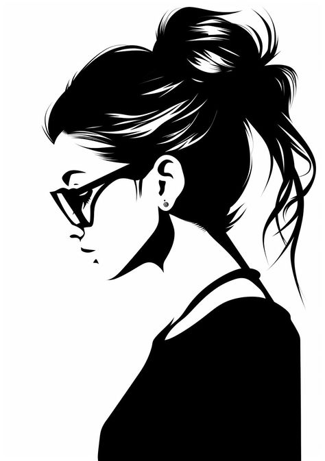 Glasses Anime Character, Border Embroidery Designs Patterns, Abstract Embroidery Designs, Christmas Tshirt Designs, Aesthetic Vector, Kids Tshirt Designs, Anime Core, Silhouette Girl, Face Art Drawing