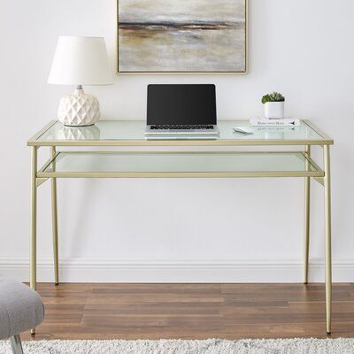 Bedroom Vanity Table, Contemporary Writing Desk, Modern Vanity Table, Glass Top Desk, Metal Desk, Table For Small Space, Glass Desk, Metal Desks, Contemporary Table