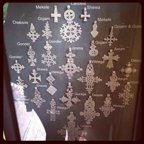 Different Ethiopian crosses (Meskel) from different regions ..do you know how long I have been looking for this kind of image thanks for @YoDiddy  for posting this Ethiopian Coptic Cross, Ethiopian Cross Necklace, Ethiopian Cross Design, Ethiopian Tattoo Ideas, Ethiopian Cross Tattoo, Ethiopian Symbols, Ethiopian Henna, Ethiopian Tattoo, Ethiopian Orthodox Cross