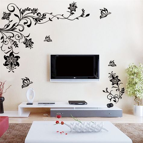 Zimmer Diy, Modern Living Room Wall, Butterfly Decal, Kitchen Wall Stickers, Vine Wall, Removable Wall Stickers, Flower Wall Stickers, Butterfly Wall Stickers, Wall Stickers Home