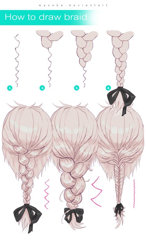 Art Tutorials & References: Photo Draw Braids, Braids Drawing, How To Draw Braids, Side Braids, Art Du Croquis, Box Braid, Drawing Faces, Buku Skrap, Braid Hair