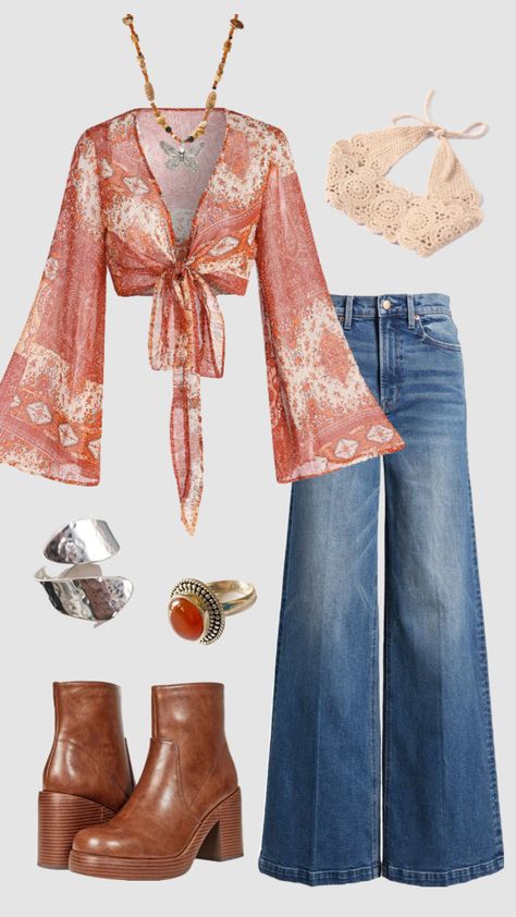 Vintage Boho Outfits, 70s Hippie Outfits, Outfits 70s Style, Hippie Outfits 70s, 1970 Outfits, 70s Boho Fashion, Boho Hippie Outfits, Vintage Boho Outfit, Boho 70s