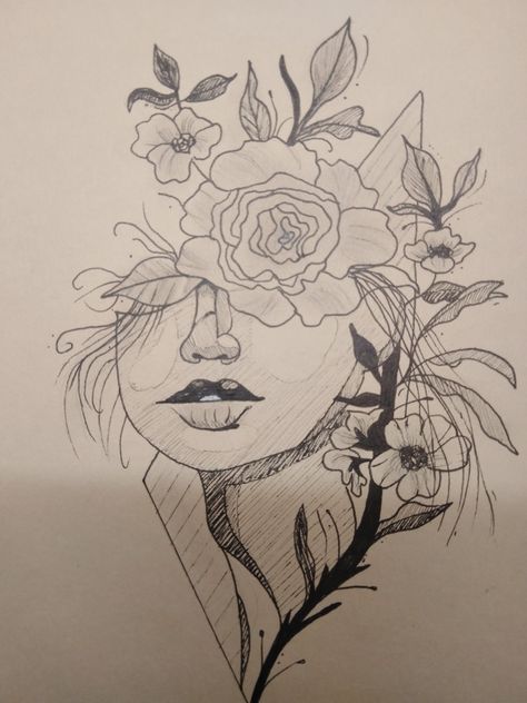 drawing Flower Line Art, Line Art, Female Sketch, Humanoid Sketch, Human, Drawings, Flowers, Quick Saves, Art