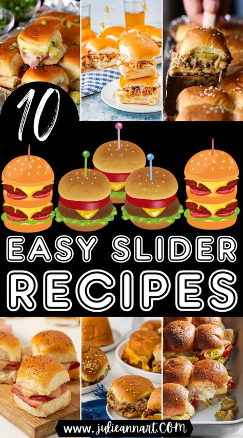 Easy Slider Recipes Quick And Easy Sliders, Quick And Easy Slider Recipes, Simple Sliders Recipes, Slider Ideas For Party, Sliders For Kids, Easy Christmas Brunch Ideas, Mini Hamburger Sliders, Gameday Food Appetizers, Baby Cakes Maker