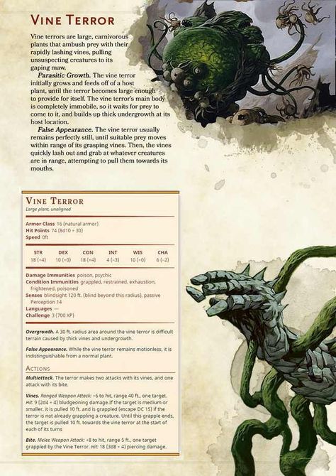 Homebrew 5e, Plant Monsters, Monsters Dnd, 5e Monsters, Homebrew Monsters, Dnd Druid, Monster Manual, Dnd Stats, Plant Monster