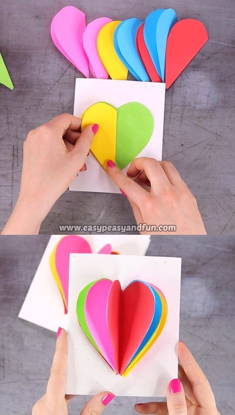 3d Heart Card, Valentines Template, Heart Craft, Easy Valentine Crafts, Valentine's Day Crafts For Kids, Valentine Crafts For Kids, Heart Card, Valentines Art, Diy Valentines Crafts