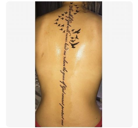 Quote Spine Tattoo, Saying Tattoos, Girl Spine Tattoos, Tattoos Architecture, Spine Tats, Faith Tattoo On Wrist, Animals Tattoos, Strong Tattoos, Spine Tattoo Ideas