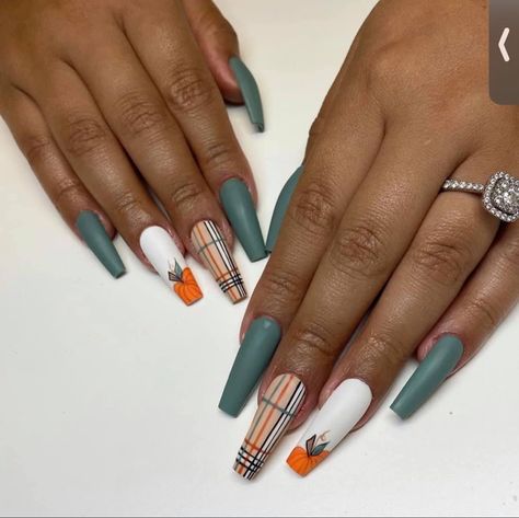 Nail Designs For Black Women, Nail Polish Names, Trendy Fall Nail Designs, Plaid Nail Designs, November Nail Designs, Cowboy Nails, Polish Names, Holloween Nails, Thanksgiving Nail Designs