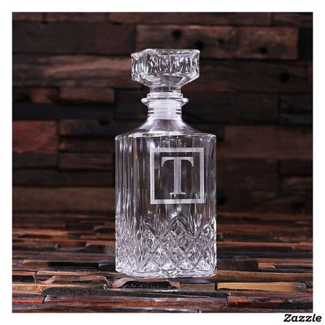 Engraved Initial Monogram Square Whiskey Decanter Glass Whiskey Decanter, Bridesmaid Groomsmen Gifts, Best Man Gift, Dream Office, Engraved Initials, Whiskey Decanter, Decanter Set, Scotch Whiskey, Married Christmas