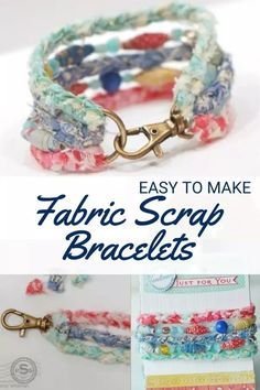 Sewing With Scraps, Scrap Fabric Projects, Scrap Fabric Crafts, Fabric Bracelets, Jewelry Diy Bracelets, Fabric Christmas Ornaments, Textile Jewelry, Fabric Projects, Diy Schmuck