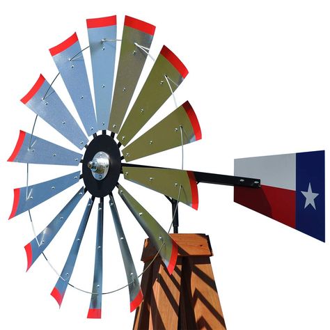 PRICES MAY VARY. Texas flag rudder The fan has 14 blades, and the overall diameter is 47 inches. Includes red vinyl tips that can be applied. Includes easy-to-follow pictured instructions with a list of lumber requirements for building the wood stand (lumber not included). Manufacturer warranty for 1 year, which provides replacement for defective parts or manufacturing defects. Made in USA. Includes the metal windmill head components, and easy-to-follow pictured instructions for building a wood Windmill Tower, Wall Mount Fans, Exterior Ceiling Fans, Windmill Decor, Metal Windmill, Coach Lights, Texas Flag, Texas Flags, Farmhouse Lighting