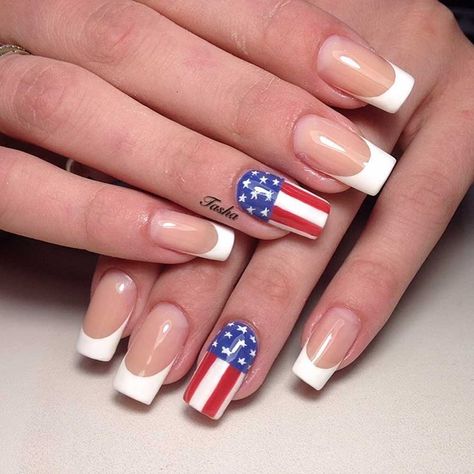 July Nails Ideas, Soccer Instagram, Crossfit Photography, Yoga Strong, Patriotic Nails Design, Nails Extension, Flag Nails, America Nails, Extension Nails