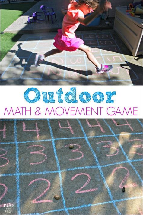 This outdoor math game gets kids moving and learning. All you need is some chalk and rocks to play and learn! sponsored #FamousFootwear Outdoor Math Games, Outdoor Learning Activities, Math Night, Math Games For Kids, Play And Learn, Fun Math Games, Math Time, Math Game, Summer Learning