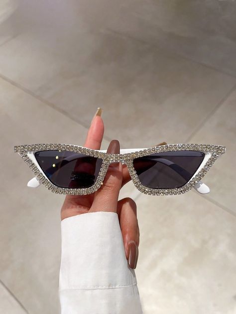 1pair Women Rhinestone Decor Cat Eye Fashionable Sunglasses, For SummerI discovered amazing products on SHEIN.com, come check them out! Cat Eye Sunglasses Vintage, Diamond Cat, Cat Eye Sunnies, Glasses Fashion Women, Rhinestone Sunglasses, Cat Eye Sunglasses Women, Party Sunglasses, Sunglasses Women Fashion, Sun With Sunglasses