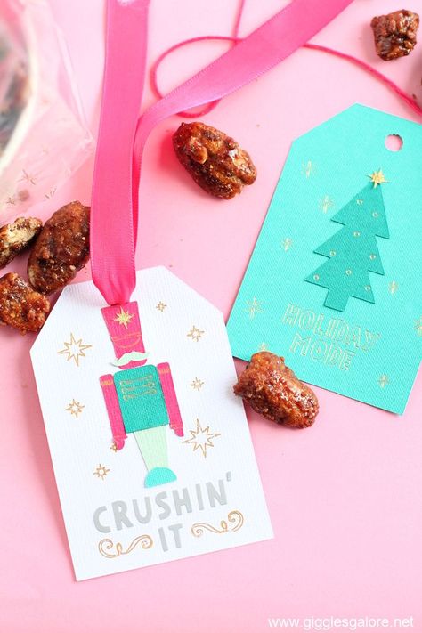 Crushin it nutcracker tag Nutcracker Gift Tags Free Printable, Nutcracker Gift Tags, Diy Holiday Treats, Diy Gift Bags, Cellophane Gift Bags, Spicy Nuts, Diy Foil, Gift Bags Diy, Free Printable Tags