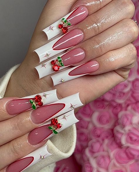 ig: nailsxlizeth_ Future Nails, 2024 Nails, Long Acrylic Nail Designs, Girl Nails, Nail Art Trends, Nails Design With Rhinestones, French Acrylic Nails, Long Square Acrylic Nails, Unique Acrylic Nails