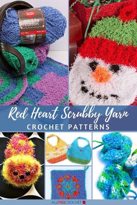 One of the most popular types of yarn from Red Heart is their Scrubby Yarn, which is ideal for dishcloths and similar patterns. But that's not all! That's why we've put together this collection of 20+ Red Heart Scrubby Yarn Crochet Patterns. Red Heart Scrubby Yarn Crochet Patterns Free, Red Heart Scrubby Yarn Crochet Patterns, Scrubby Yarn Patterns, Scrubby Yarn Crochet Patterns, Scrubby Yarn Crochet, School Crochet, Market Crochet, Scrubby Yarn, Crochet Scrubbies