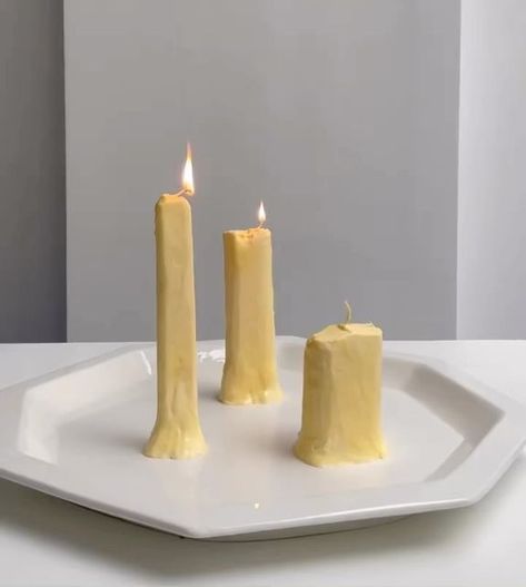 Edible Candles, Butter Candle, Emily Carey, Weird Candles, Mood Candles, Food Candles, November 8, Melting Candles, Designer Candles