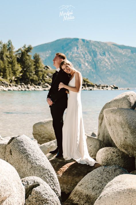 Lake Tahoe Wedding Venues, Lake Tahoe Elopement, Reasons To Get Married, Tahoe Elopement, Lake Photoshoot, Sunrise Ceremony, Lake Tahoe Wedding, Reno Tahoe, Media Photography