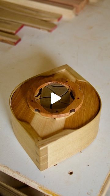 Australian Wood Review on Instagram: ""I call this piece the Iris Bend box. It's made with sassafras, pecan, cherry, persimmon, and padauk. I achieved the curved frame through a combination of kerf-bending, and steam(ish)-bending. The functional aperture/iris opening consists of all handmade parts. Wood is a moving, breathing substance. I meant to show that through the design elements of this box. I hope the 'iris' invites the user inside the box in a way that differs from lift-tops, or hinged boxes."

Designer maker: @camcrafted
Photos: Kaylee Banks
World category, USA

Maker of the Year pre sented by Carbatec is a competition for woodworkers that is now open to makers all over the world.

There are 13 awards and a prize pool of AU$18,000 including $11,000 cash.

See  bio link to https:// Kerf Bending, Inside The Box, Now Open, Persimmon, Design Elements, Woodworking, Cherry, Frame, Wood