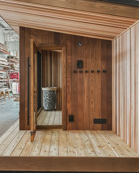 Our 2025 production spots are filling fast. ⏳ If adding the ritual of sauna to your property is on next year’s project list, now is the perfect time to start the design process. Connect with our team to reserve yours at the link in our bio. Pictured: Model 5 Outdoor Sauna in @arborwood.co thermally-modified ash, equipped with a @huumsauna Wi-Fi enabled electric stove, and stunning window wall from @h_window_company. Sauna Ideas, Cedar Door, Cedar Hot Tub, Sauna House, Window Company, Backyard Dreams, Cold Plunge, Steam Spa, Sauna Design