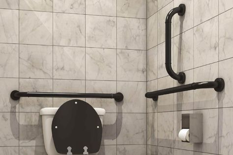 Toilet Grab Bar, Bathroom Safety Bars & Handles - Merino Restrooms Marketing Office, Bar Bathroom, Bathroom Safety, Grab Bar, Grab Bars, Wall Cladding, Bathroom Design, Handles, Bar