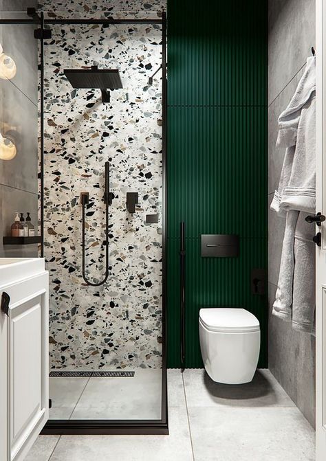 Bathroom Tiles Combination, Jungle Bathroom, Bathroom Wall Colors, Small Full Bathroom, Half Bathroom Decor, Beautiful Bathroom Decor, Small Bathroom Colors, Bathroom Design Black, Small Bathroom Layout