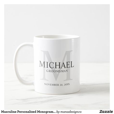 Diy Groomsmen Gifts, Groomsmen Gifts Unique, Classic Serif Fonts, Be My Groomsman, Bachelor Party Gifts, Groomsmen Wedding, Wedding Mugs, Bar Set Up, Wedding Name