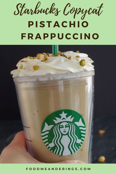 A quick, easy and delicious homemade Starbucks Copycat Pistachio Frappuccino made with pistachio pudding and a few simple ingredients. Pistachio Frappuccino, Starbucks Frappe Recipe, Copycat Drinks, Coffee Nutrition Facts, Pistachio Coffee, Pistachio Fluff, Cranberry Pistachio Biscotti, Frappuccino Starbucks, Homemade Starbucks